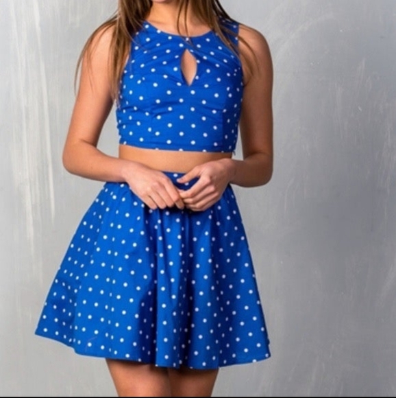 bailey blue Dresses & Skirts - Bailey blue polka dot crop top and skirt